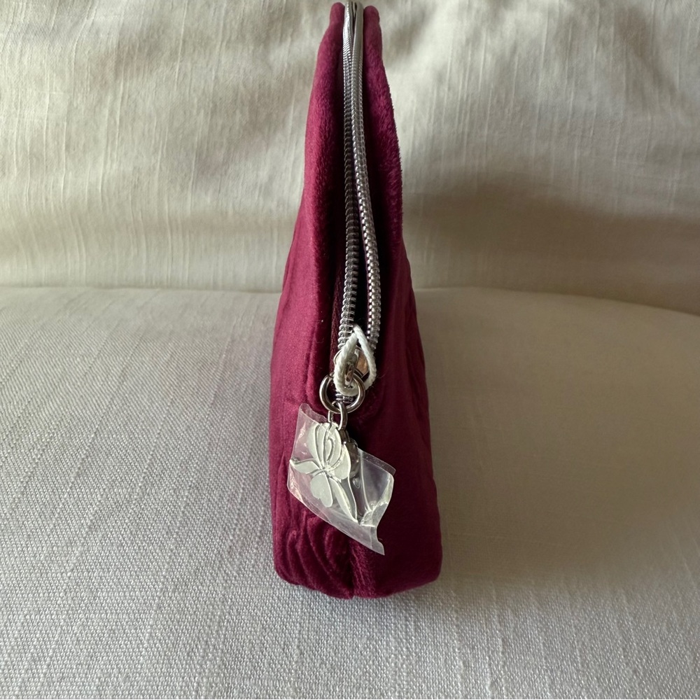 Sisley Burgundy Velvet Floral Clutch | Make Up Bag - Picture 4 of 10